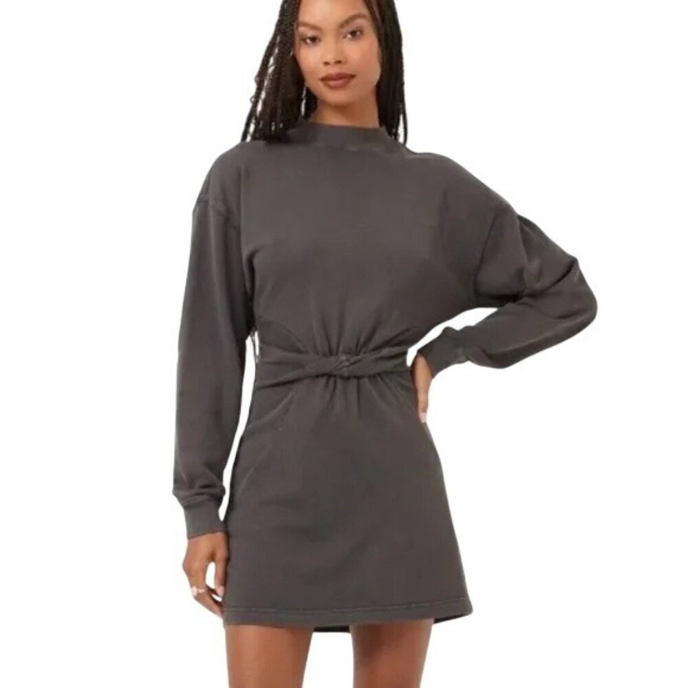 Anthropologie L*Space Asher Long Sleeve Sweatshirt Dress Charcoal Gray L